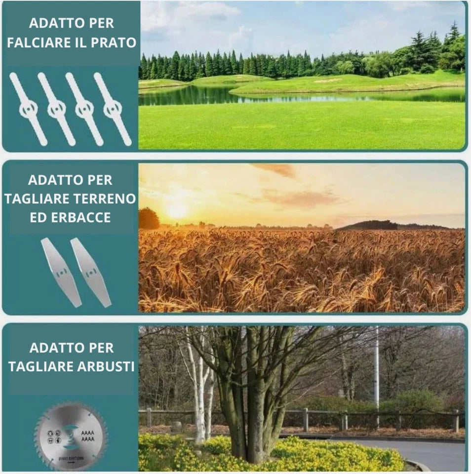 Decespugliatore A Batteria Tagliabordi Elettrico | 800W Tagliaerba 2x Batterie